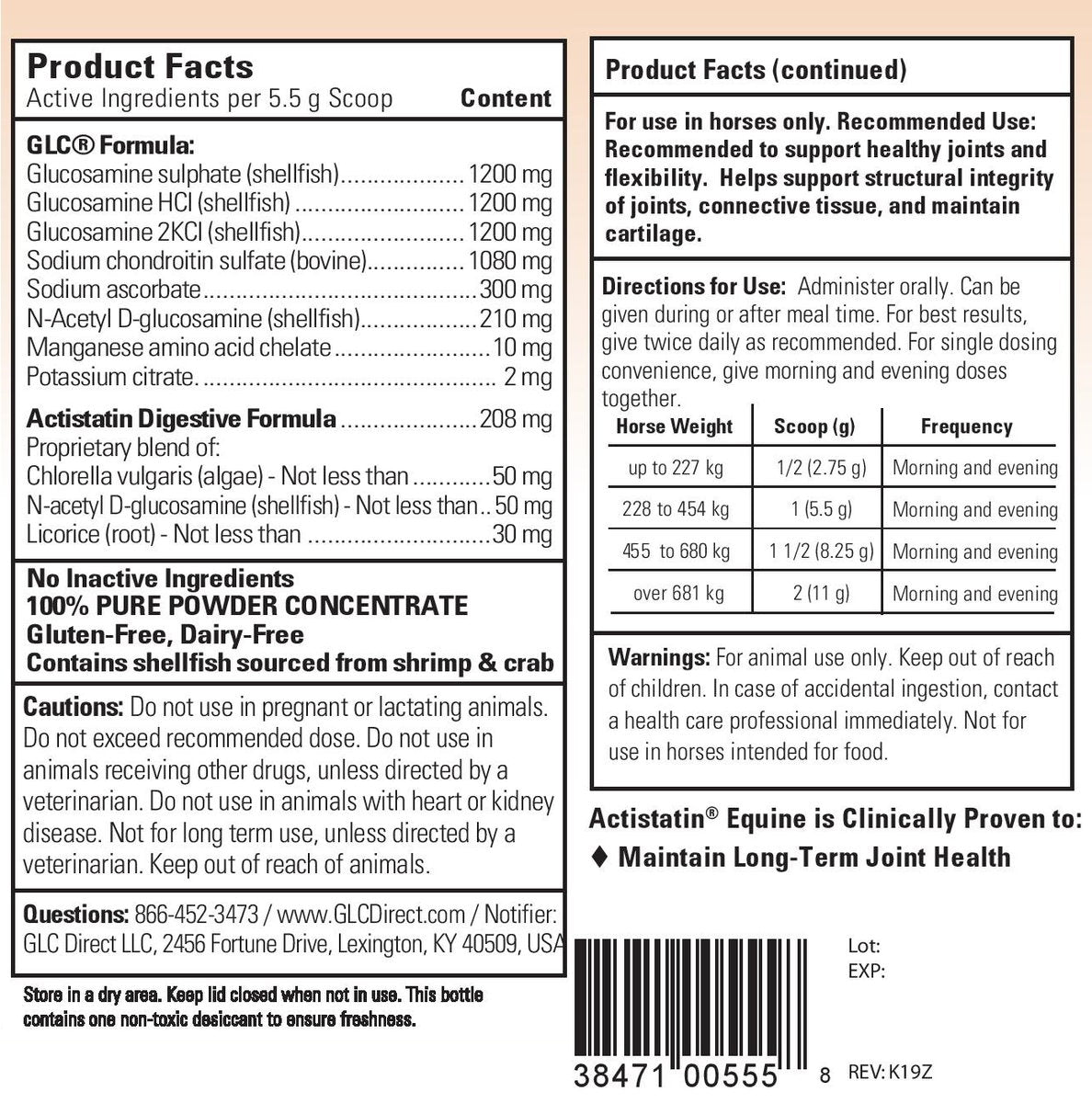 ACTISTATIN - Equine Powder - 1123.92g