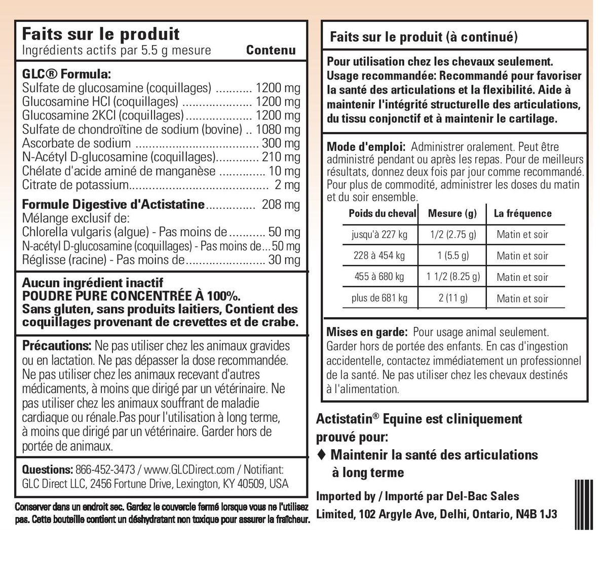 ACTISTATIN - Equine Powder - 1123.92g